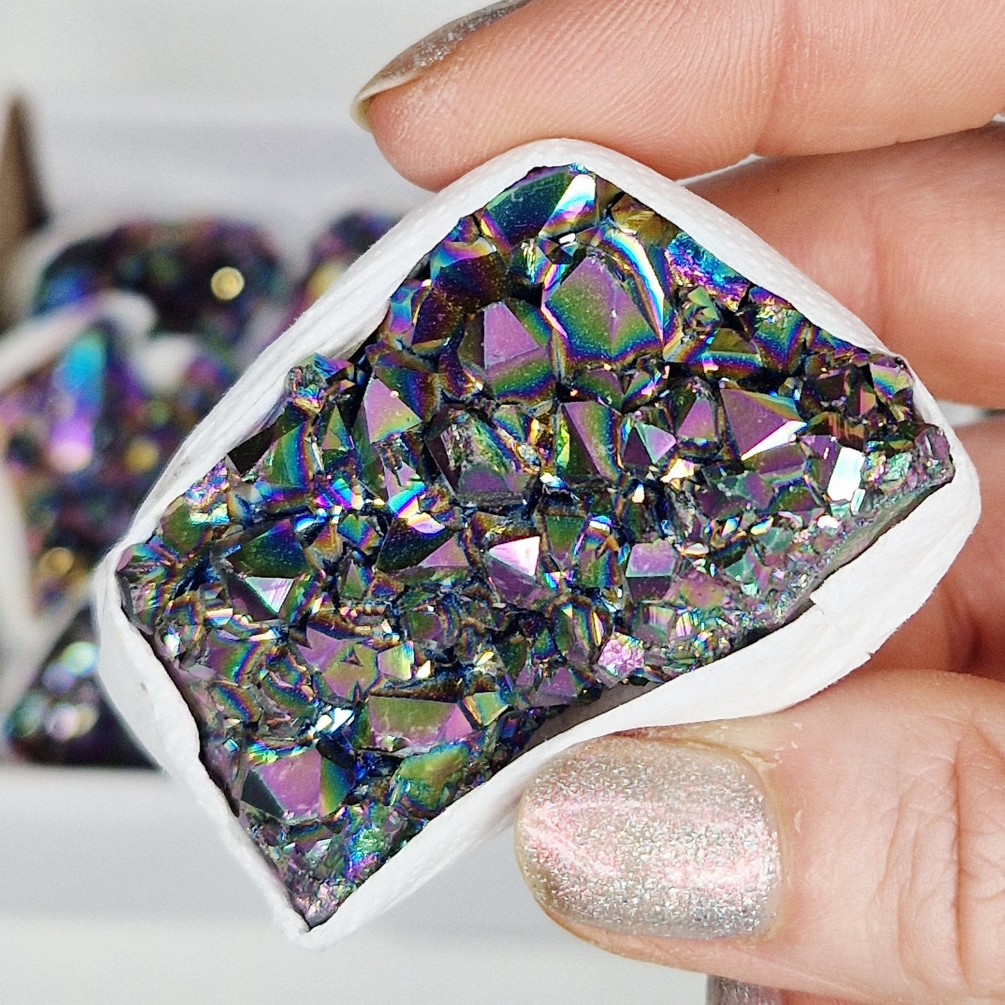 Titanium Aura Quartz Cluster