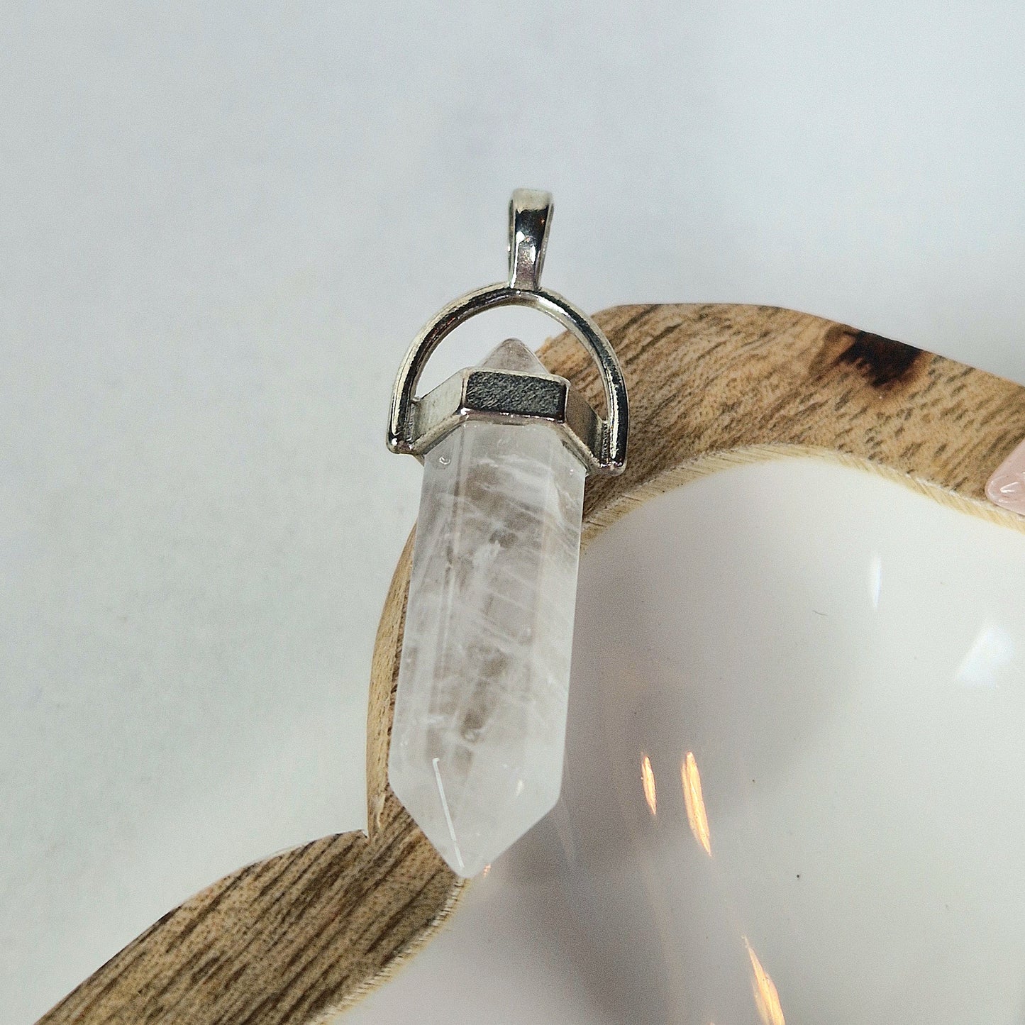 Quarz-DT-Anhänger – Silber (Rosenquarz & Bergkristall)