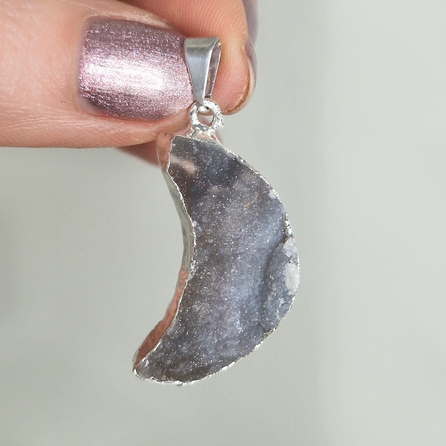 Chalcedony Moon Pendant