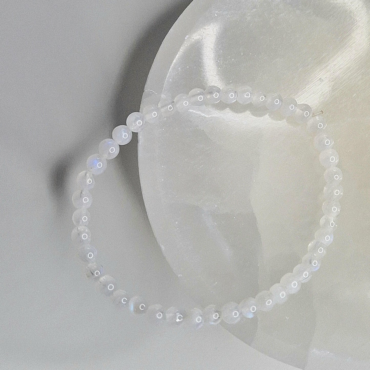 Moonstone Small Bead Bracelet (Blue Flash)