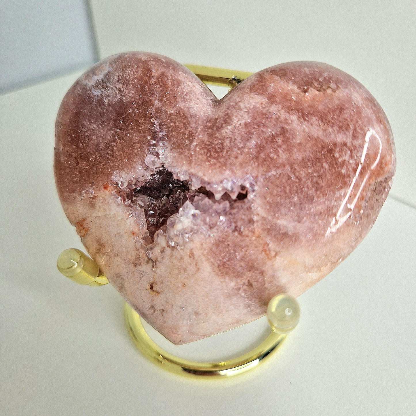 Roze Amethist Hart op Houder