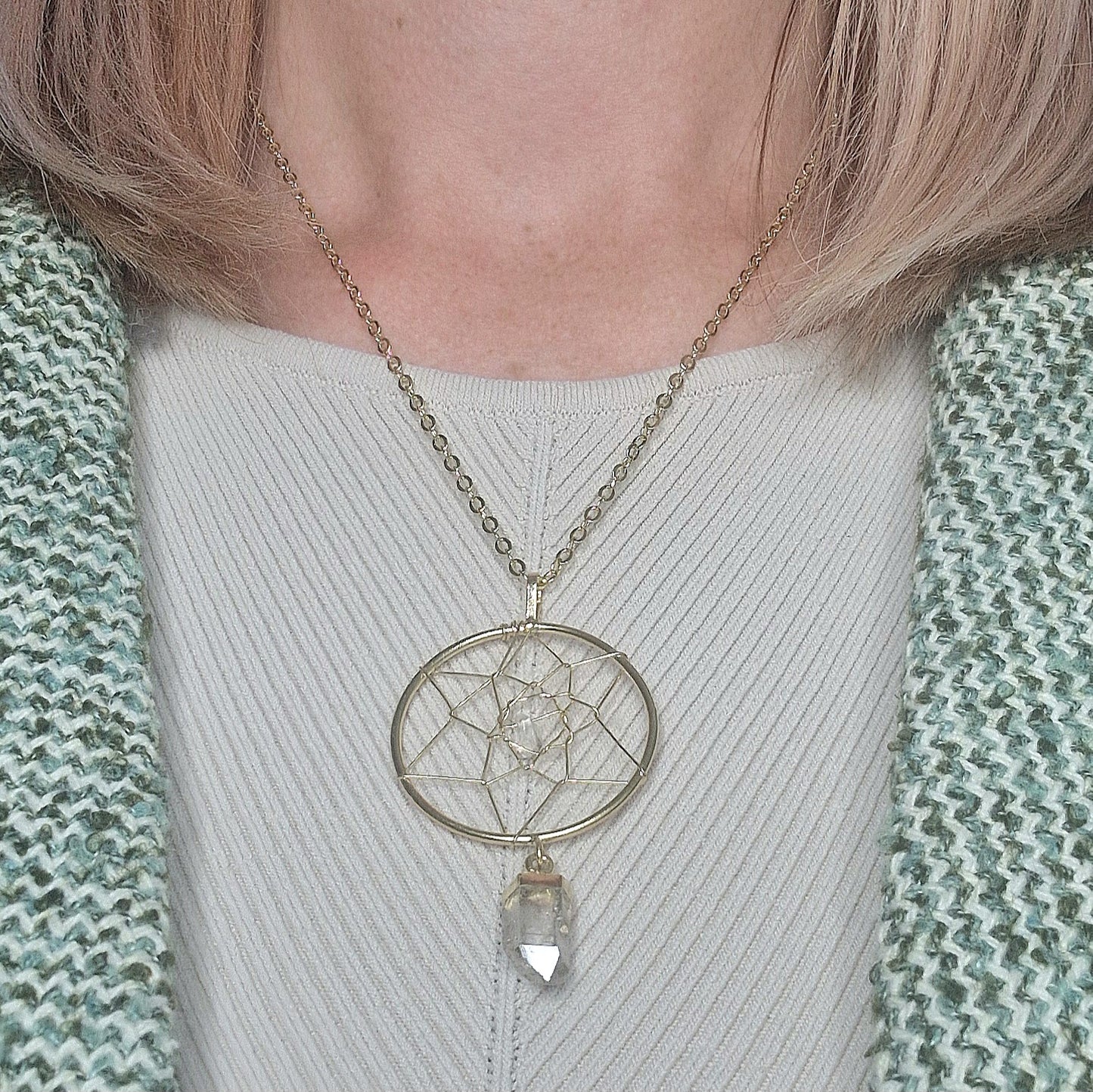 Dromenvanger ketting met Bergkristal