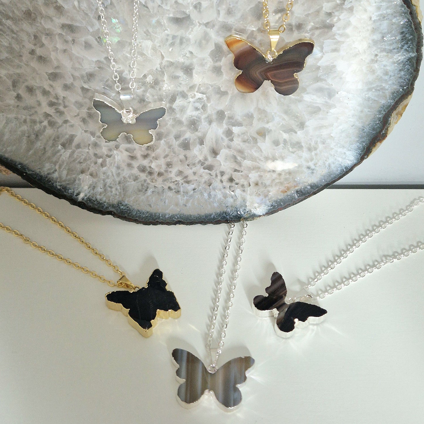 Agaat vlinder hanger met ketting