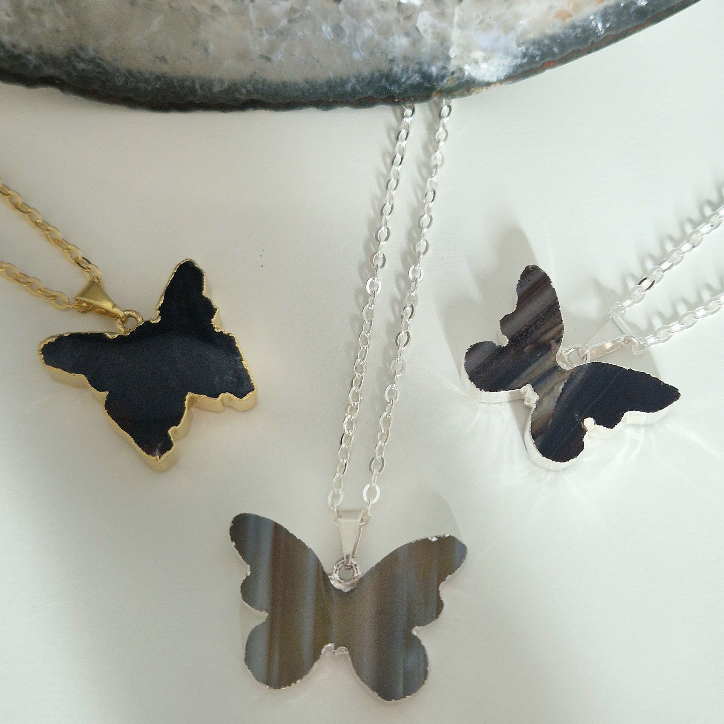 Agaat vlinder hanger met ketting