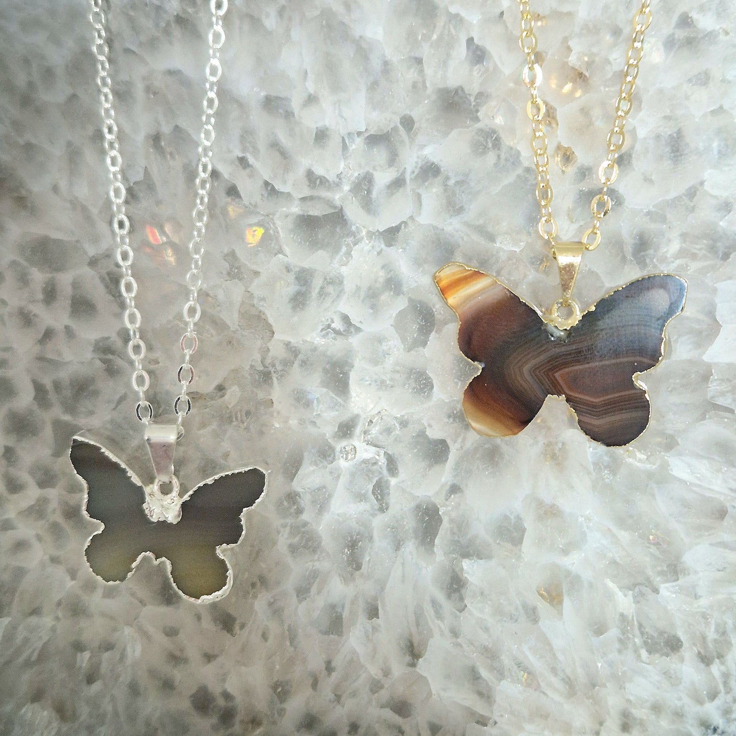 Agaat vlinder hanger met ketting