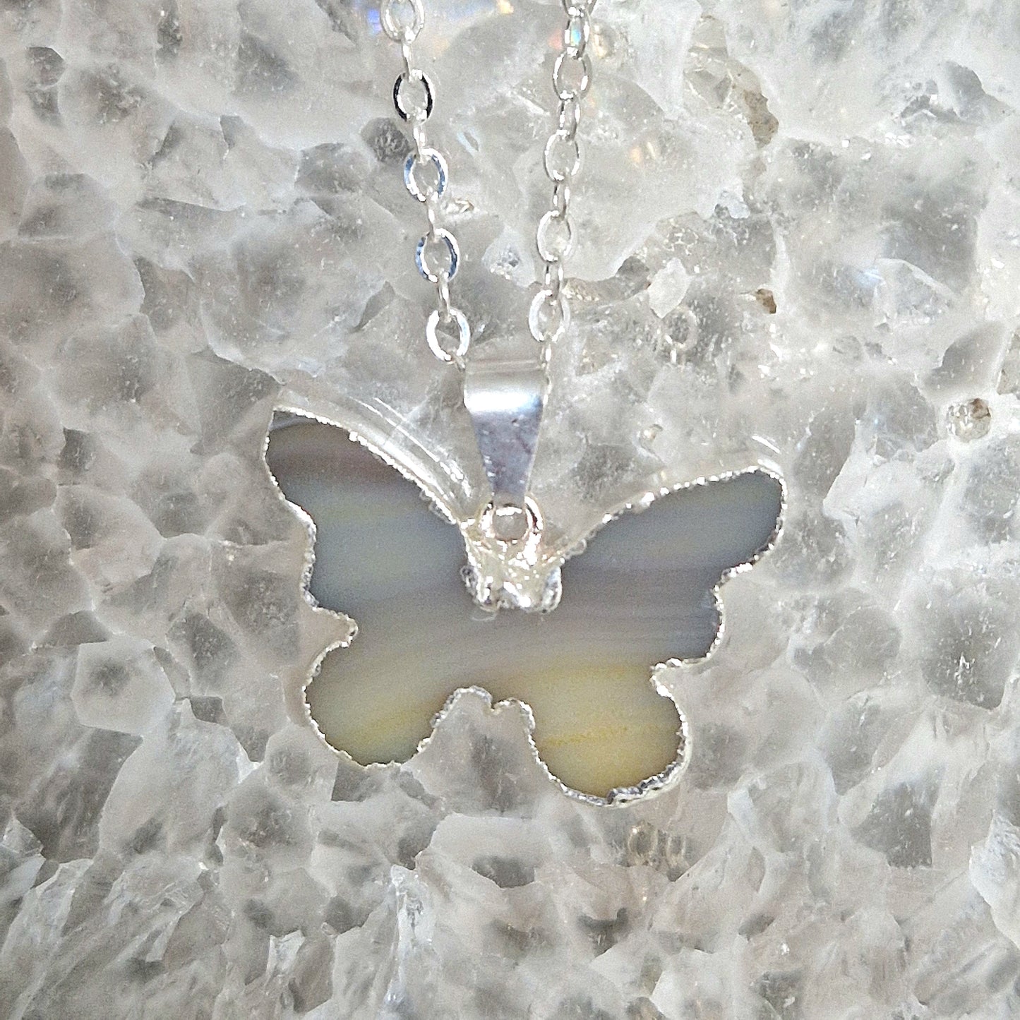 Agaat vlinder hanger met ketting