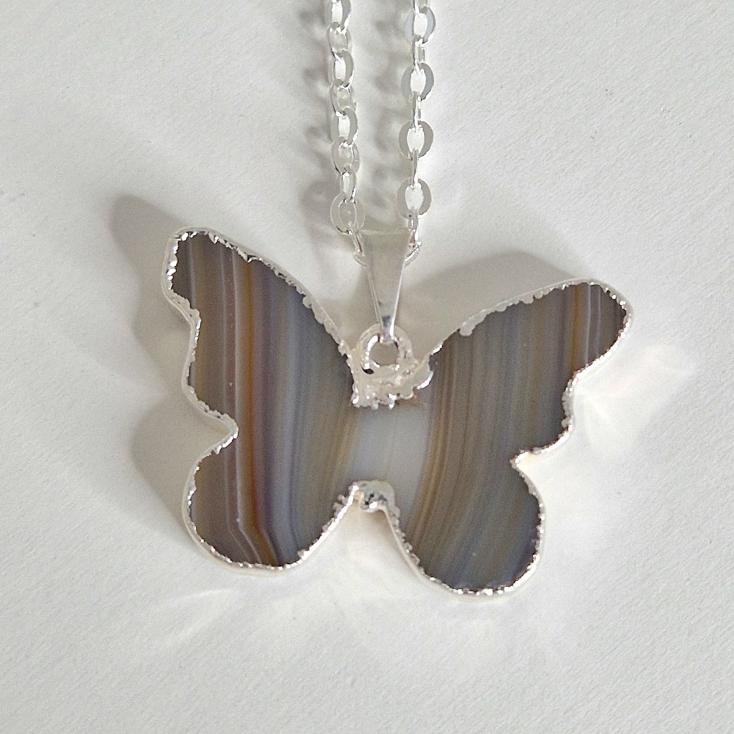 Agaat vlinder hanger met ketting