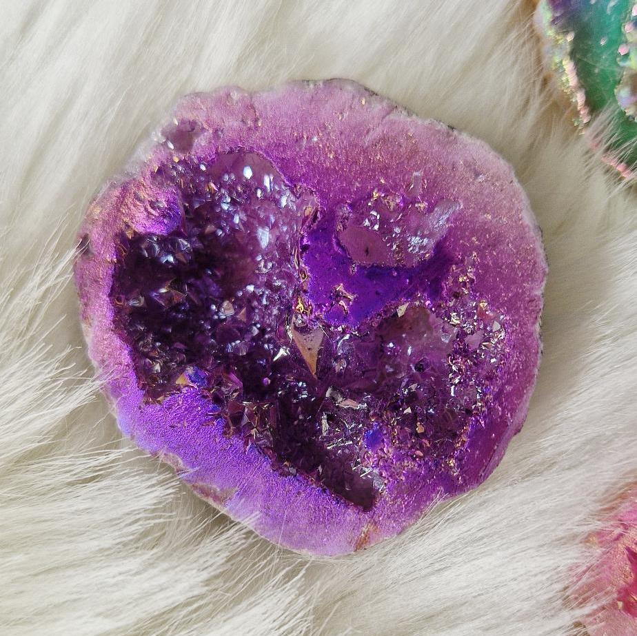 Mystery Aura White Agate Geode