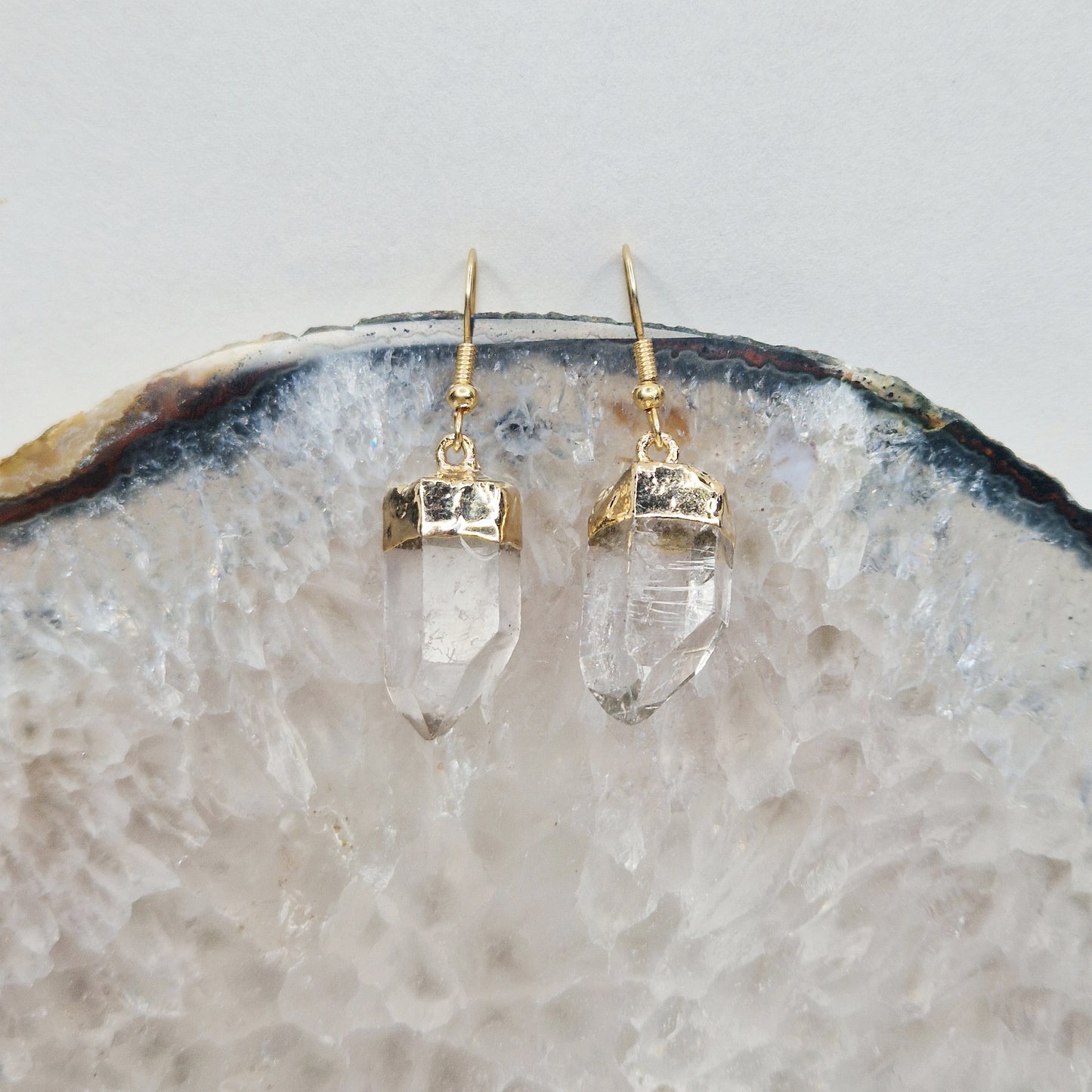 Clear Quartz Gold point - Earrings