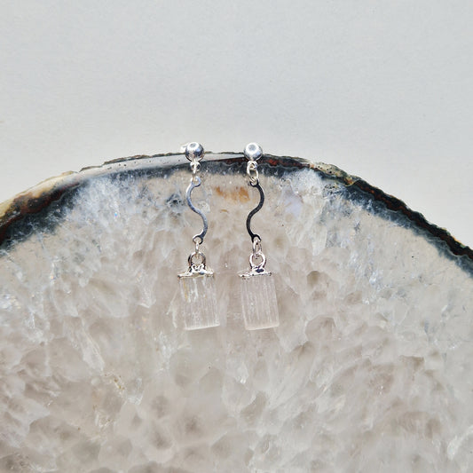 Selenite Silver bent - Earrings