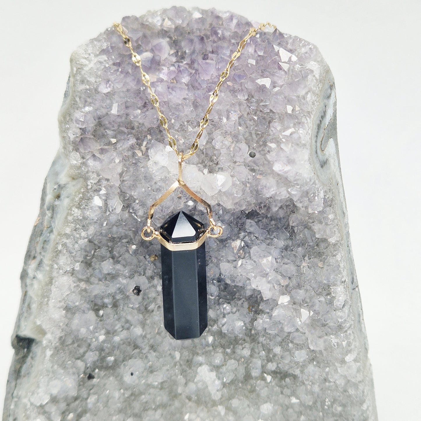 Obsidian DT Pendant with Necklace