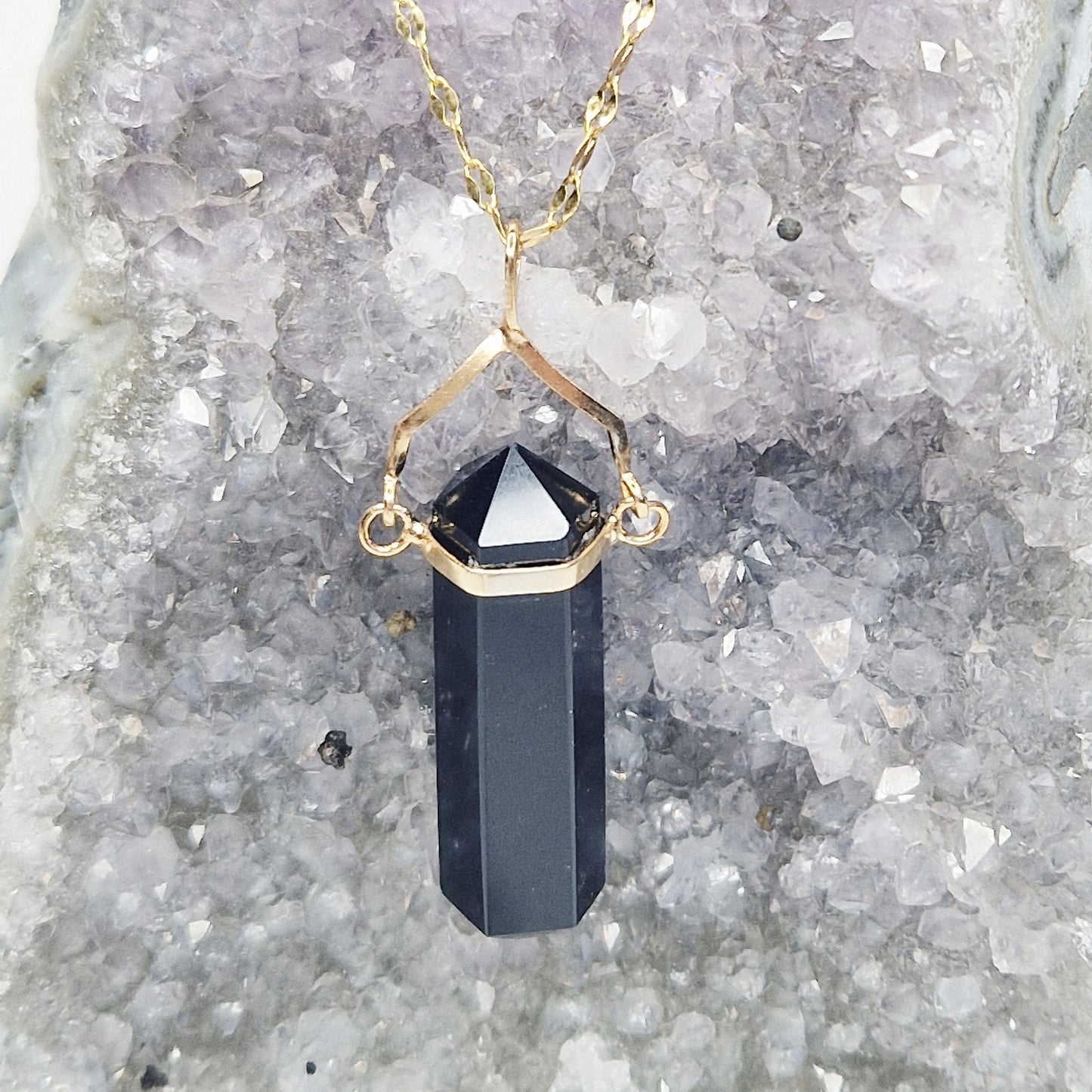 Obsidian DT Pendant with Necklace