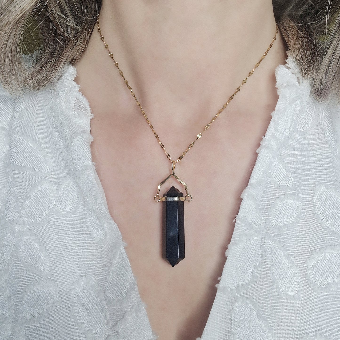 Obsidian DT Pendant with Necklace