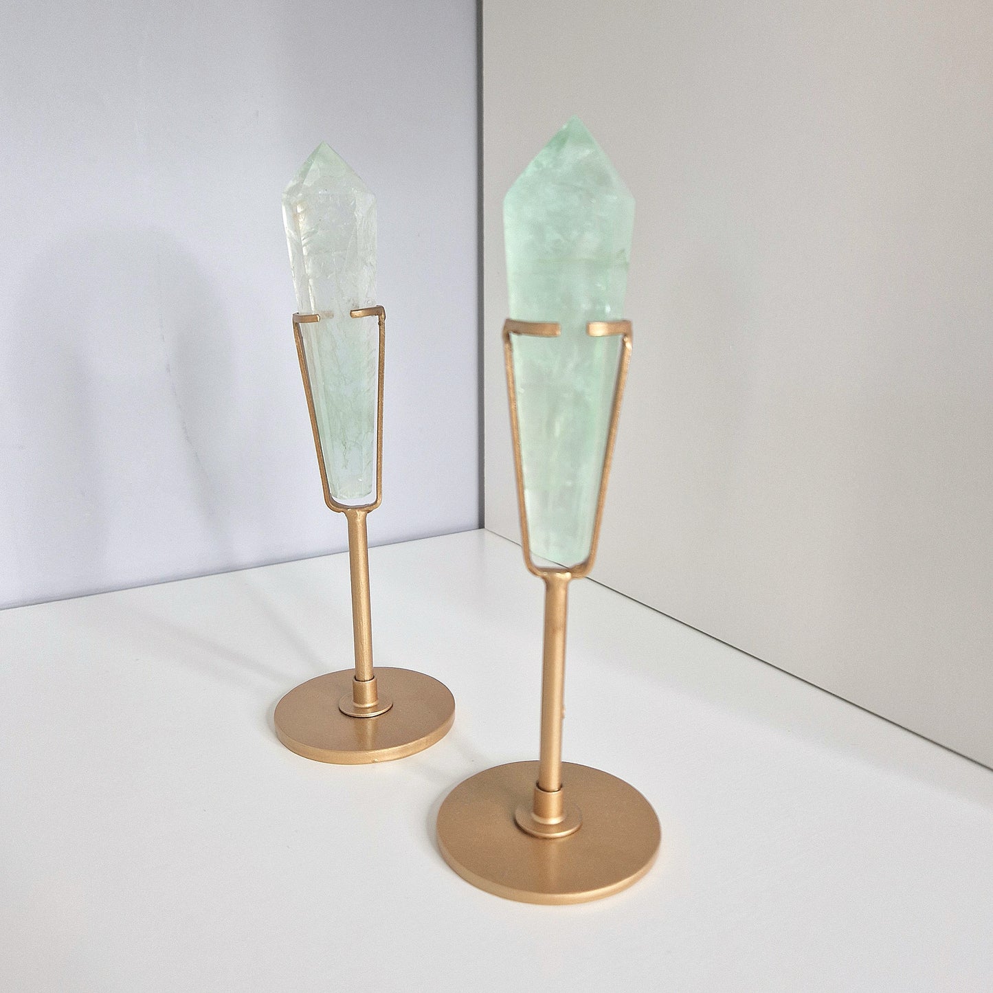 Green Fluorite point on holder