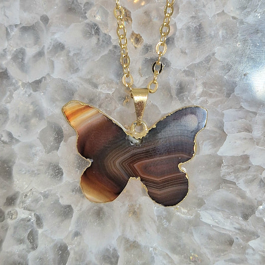 Agaat vlinder hanger met ketting